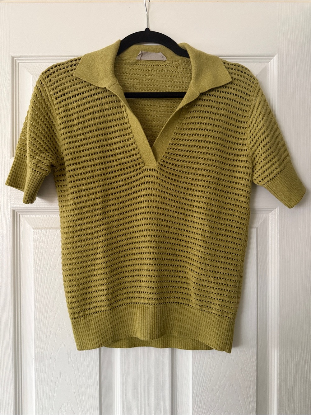 Everlane Knit Short Sleeve Polo Sweater in Olive